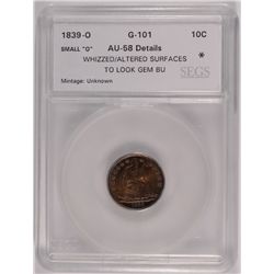 1839-O SEATED DIME SEGS AU-58 DETAILS