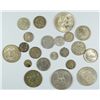 Image 1 : LOT OF ( 21 ) FOREIGN SILVER COINS, MANY LARGER COINS, WEIGHT IS APPROX 189g