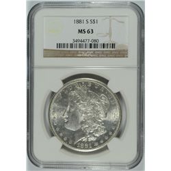 1881-S MORGAN DOLLAR NGC MS-63
