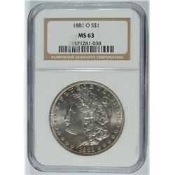 1881-O MORGAN DOLLAR NGC MS-63