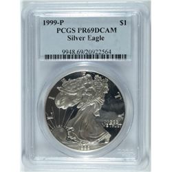 1999 AMERICAN SILVER EAGLE PCGS PR69DCAM