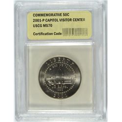 2001 CAPITOL VISITOR CENTER COMMEMORATIVE HALF DOLLAR USCG MS-70