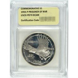 1994 PRISONER OF WAR COMMEMORATIVE DOLLAR USCG PR-70 DCAM