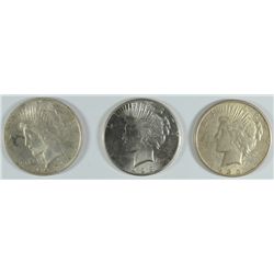 1923-P, S & 1925-S PEACE DOLLARS AU DETAILS CLEANED, PITTED
