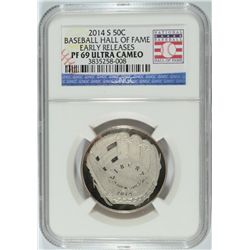 2014-S BASEBALL HALL OF FAME HALF DOLLAR NGC PF 69 ULTRA CAMEO