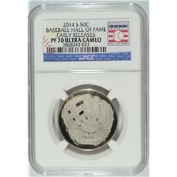 2014-S BASEBALL HALL OF FAME HALF DOLLAR NGC PF 70 ULTRA CAMEO
