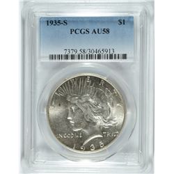 1935-S PEACE DOLLAR PCGS AU 58 "LOOKS MS 63"