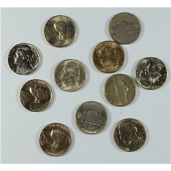 JEFFERSON NICKEL LOT: 2- 1950-D BU; 1939-S AU; 2- 1939-D BU & 6- COMMONS