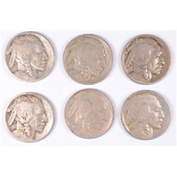 (6) 1913-D I BUFFALO NICKELS F/VF