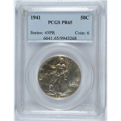 1941 PROOF WALKING LIBERTY HALF DOLLAR PCGS PR-65