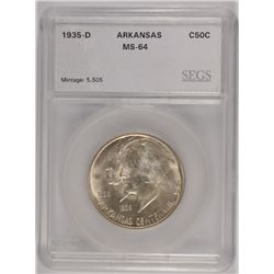 1935-D ARKANSAS COMMEN HALF DOLLAR SEGS MS-64