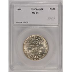 1936 WISCONSIN COMMEN HALF DOLLAR SEGS MS-65