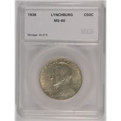 1936 LYNCHBURG COMMEN HALF DOLLAR SEGS MS-60