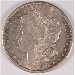 1889-S MORGAN SILVER DOLLAR, AU-55