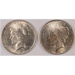 ( 2 ) 1922 PEACE SILVER DOLLAR, BOTH AU/BU