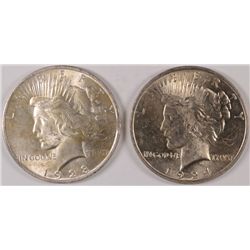 1923 AND 1924 PEACE SILVER DOLLAR, BOTH AU/BU