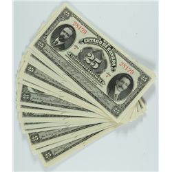 ( 20 ) PCS CHOICE UNCIRCULATED 1913 MEXICO 25 CENTAV0S! VERY NICE NOTES!