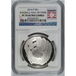 2014 BASEBALL HALL OF FAME SILVER DOLLAR, NGC PROOF-70 ULTRA CAMEO  BEAUTIFUL!