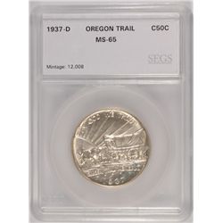 1937-D OREGON TRAIL COMMEN HALF DOLLAR SEGS MS-65