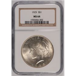 1925 PEACE DOLLAR NGC MS-64