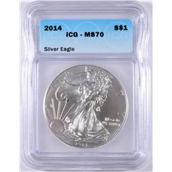 2014 AMERICAN SILVER EAGLE, ICG MS-70!   PREFECT!