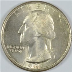 1935 WASHINGTON QUARTER, MS-64+  NICE WHITE COIN