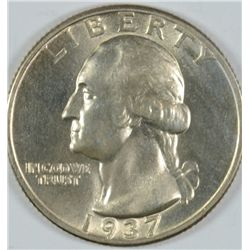 1937 WASHINGTON QUARTER, MS-64 BLAST WHITE  NICE!