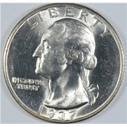 1937-D WASHINGTON QUARTER, MS-64  BLAST WHITE!
