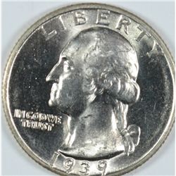 1939-S WASHINGTON QUARTER, MS-64 BLAST WHITE!