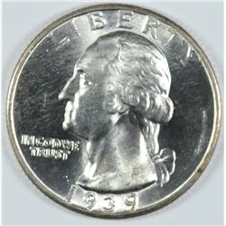 1939 WASHINGTON QUARTER, MS-64 BLAST WHITE!