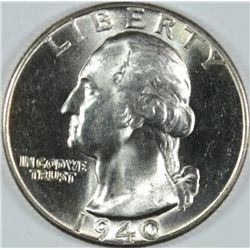 1940 WASHINGTON QUARTER, MS-64  BLAST WHITE