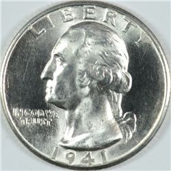 1941-D WASHINGTON QUARTER, MS-64 BLAST WHITE