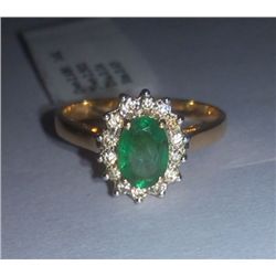 2.680g Ring Made in 14kt 2.502g Gold, 0.24 Ctw Diamond, 0.65 Ctw Emerald