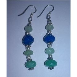 7.150g Earring of Lapis and Semi-Precious Gemstone Sterling 925 Silver