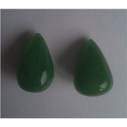 Natural African Emerald Beryl Pair 41.75 Ct Pear Shape Drilled Cabochon Stones