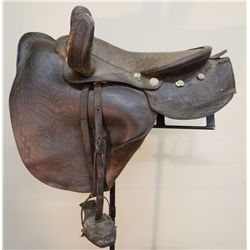 Moran Bros ladies side saddle, tooled, Miles City, M. T., nice condition