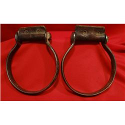 Iron ox bow stirrups, Eddie Hulbert inlaid, rare find