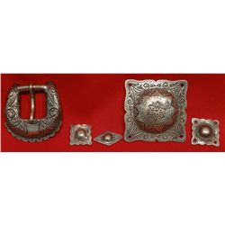 Eddie Hulbert saddle and bridle silver mountings, 3 pieces