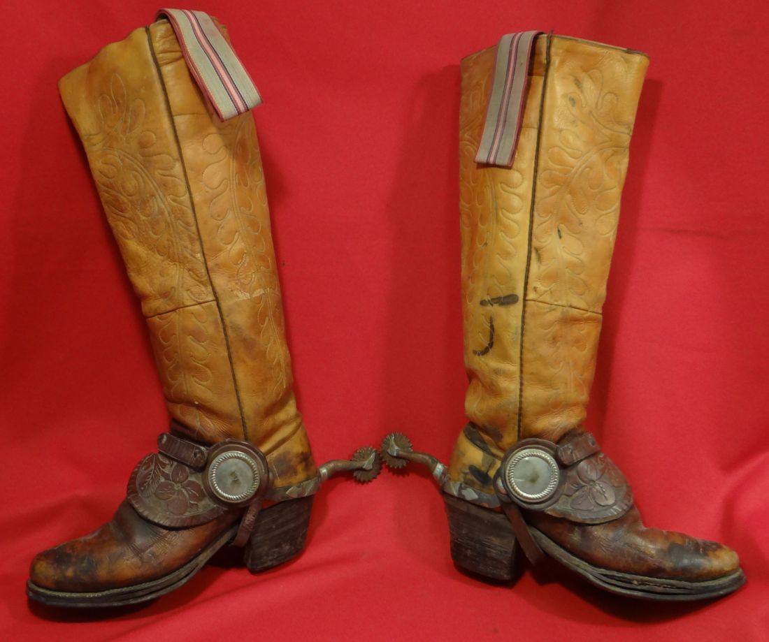 Early 1900's stove top boots, 14" tops, McChesney gal leg spurs