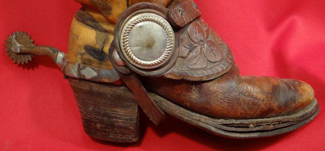 Early 1900's stove top boots, 14" tops, McChesney gal leg spurs