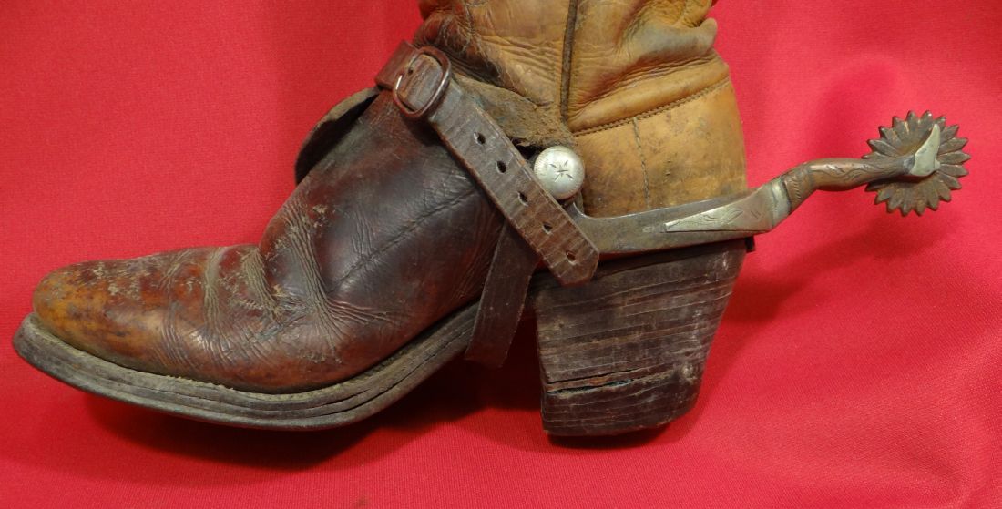 Early 1900's stove top boots, 14" tops, McChesney gal leg spurs