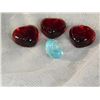 Image 2 : RED GLASS HEARTS - 3 AND 1 BLUE CRYSTAL