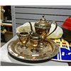 Image 1 : COFFEE POT, CREAM AND SUGAR - SILVER PLATE WITH TRAY