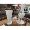 Image 1 : MILK GLASS LAMP AND VASE