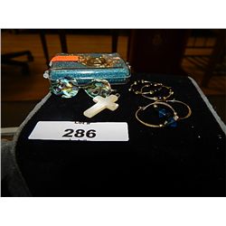 ASSORTED JEWELERY - EARINGS, CROSS ETC