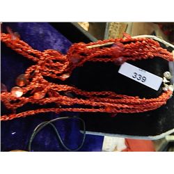 NEW RED NECKLACE AND RHINESTONE EARINGS