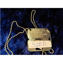 NAVAL DOG TAGS, TIE CLIP COAT OF ARMS AND 2 OTHER = 4 PC TOTAL