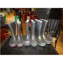 ASSORTED RAIN BOOTS - SIZES KIDS 3, 4 & 5