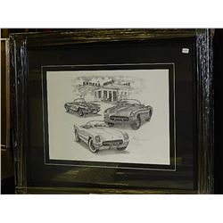FRAMED LIMITED EDITON PRINT "CORVETTE'S - A ANG - RETAIL APPROX. $300