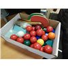 Image 1 : BOX OF ASSORTED POOL BALLS AND PING PONG PADDLES ETC.